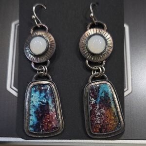 Silver and Multicolor Dangle Earrings